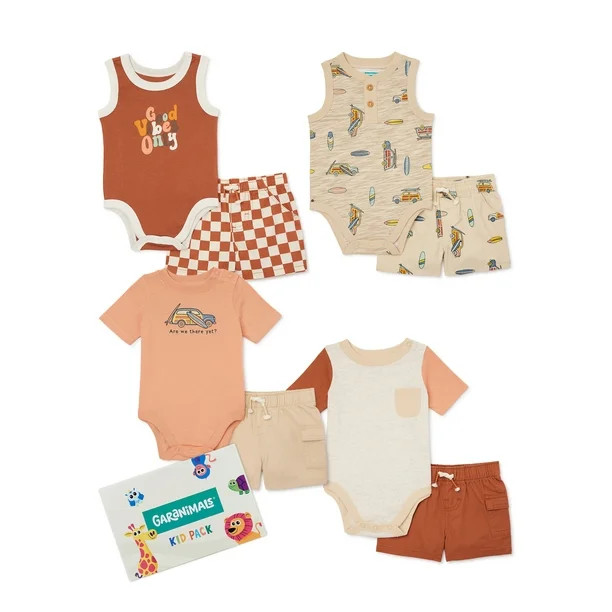 Garanimals Baby Boys Mix & Match Outfit Kid-Pack, 8-Piece, Sizes 0-24M | Walmart (US)