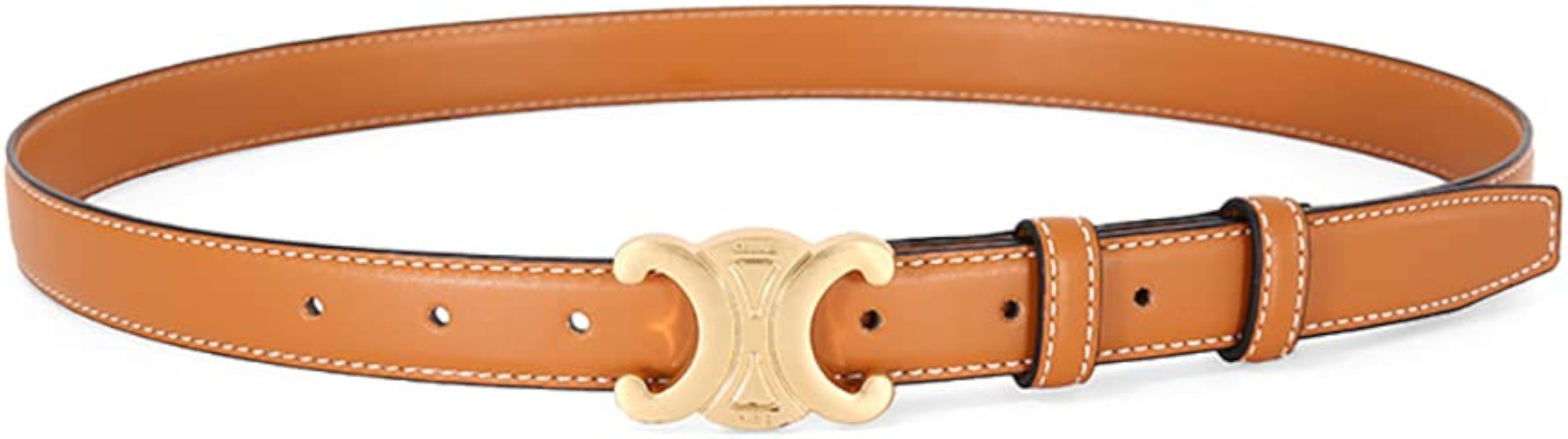 MoYoTo Women’s 2.5cm Thin Leather Belt Fashion Designer Belts for Jeans Pants Dresses with Gold... | Amazon (US)