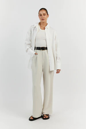 SHAE WHITE COTTON SLEEVED SHIRT | DISSH