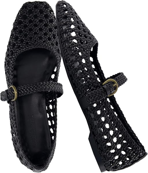 CUSHIONAIRE Weston Hand Woven Mary Jane Flats for Women, Comfortable Dressy Ballet Flats with Braided Adjustable Buckle and Memory Foam Cushioning | Amazon (US)