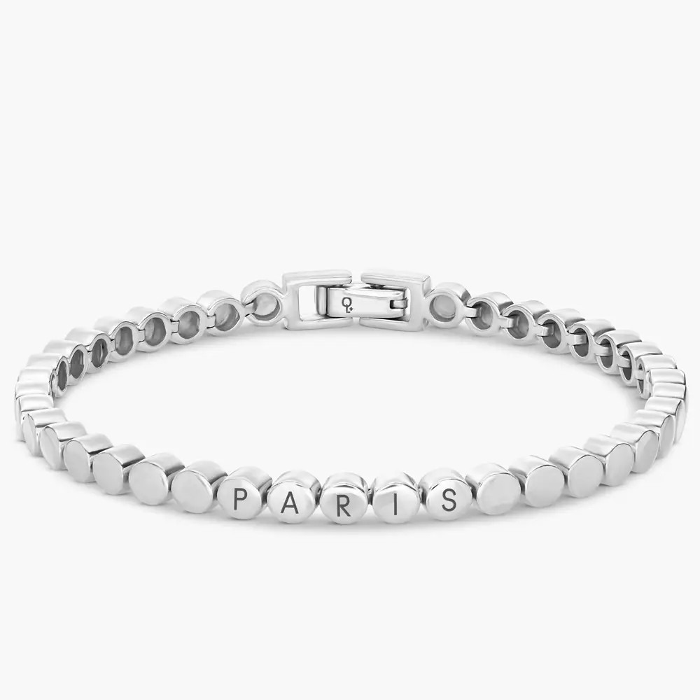 Engraved Dot Bracelet - Silver Plated | Oak & Luna (US)