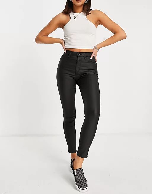 Topshop jamie jeans in coated black | ASOS (Global)