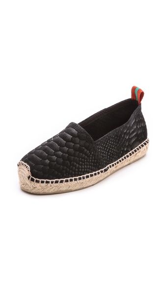 Penelope Chilvers Sueded Snake Espadrille Flats - Black | Shopbop