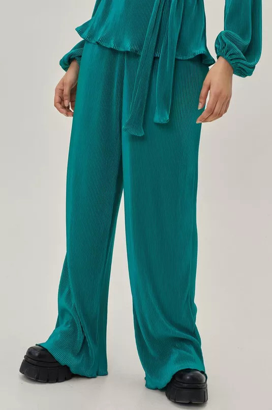 Wide Leg High Waist Plisse Pants | Nasty Gal (US)