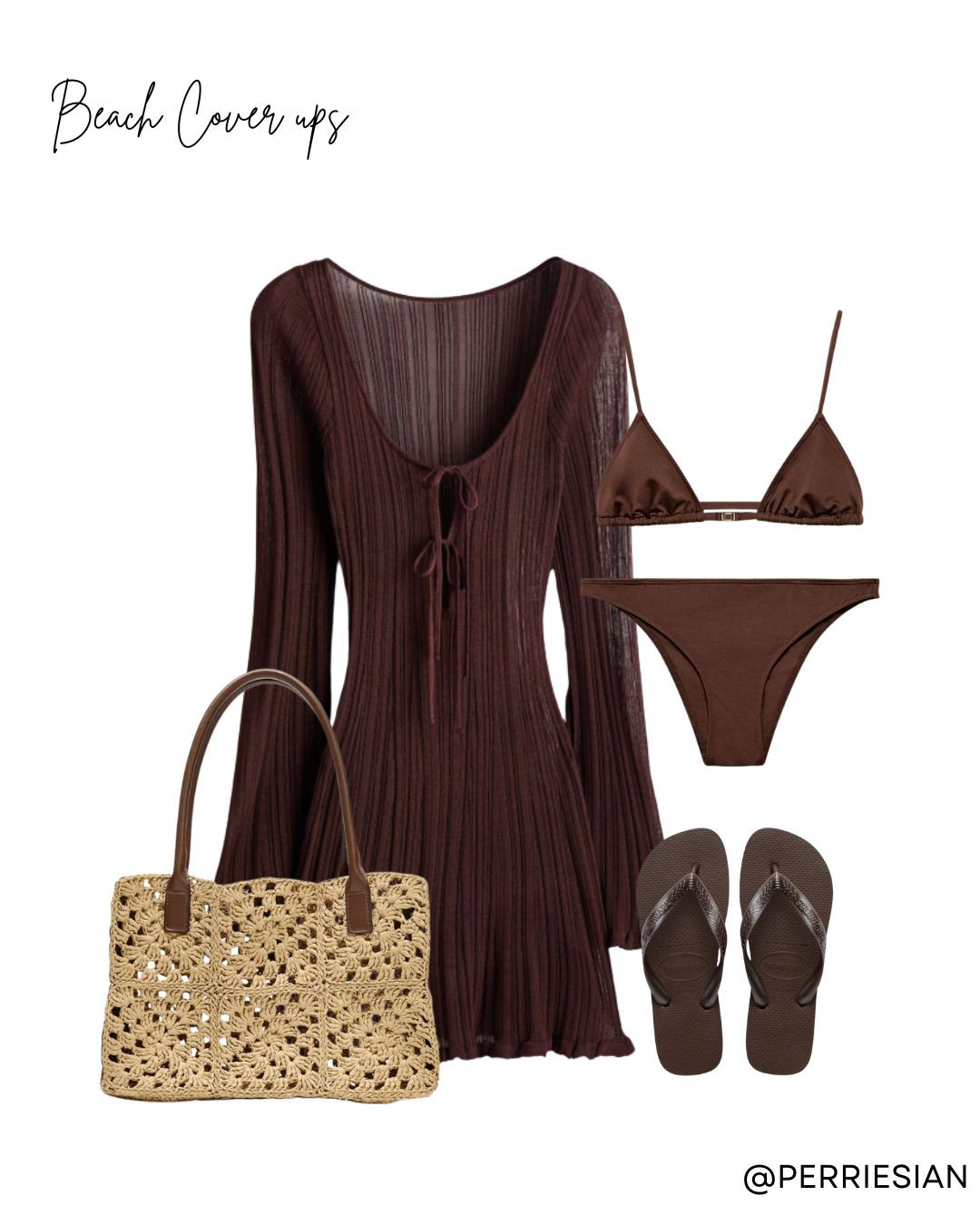 Beach Cover up Outfit Inspiration!

Chocolate Brown Beach Cover Up, Brown Ribbed Knit Dress, Brown Bikini Set, Crochet Beach Tote, Brown Flip Flops, Neutral Swimwear Look, Beach Cover Ups, Resort Wear, Beach Holiday Outfit, Minimal Beach Style, Poolside Outfit

#LTKuk #LTKsummer #LTKtravel