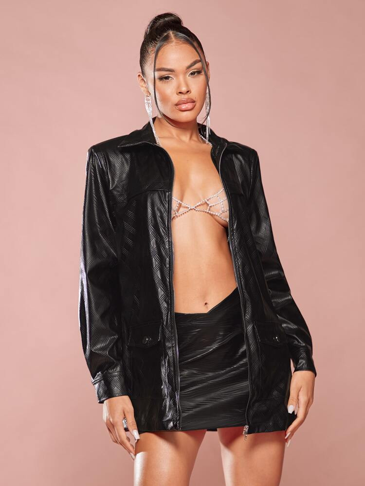 Nieuw
     
      SHEIN BAE Elegant Eenkleurig Jas Knoop Zak Rits | SHEIN