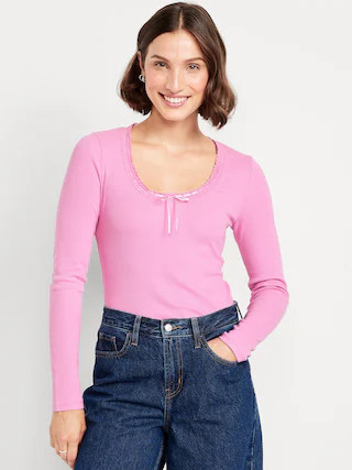 Scoop-Neck Long-Sleeve Ribbed Top | Old Navy (CA)