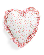 16x16 Sweet Rose Buds Heart Gingham Ruffle Pillow | Throw Pillows | Marshalls | Marshalls