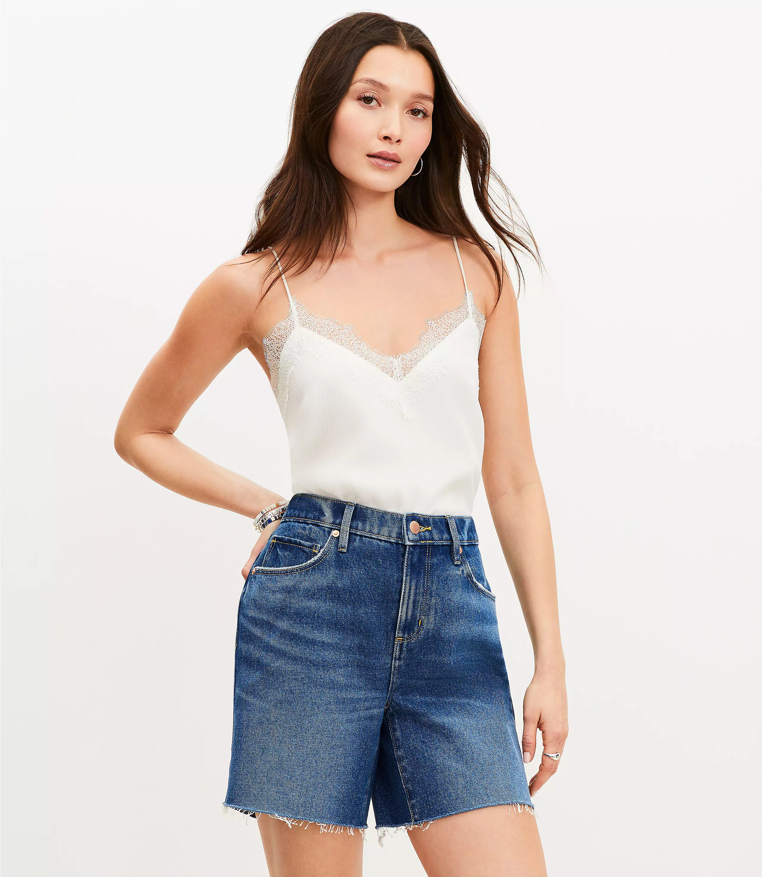 Lace Trim V-Neck Cami | LOFT