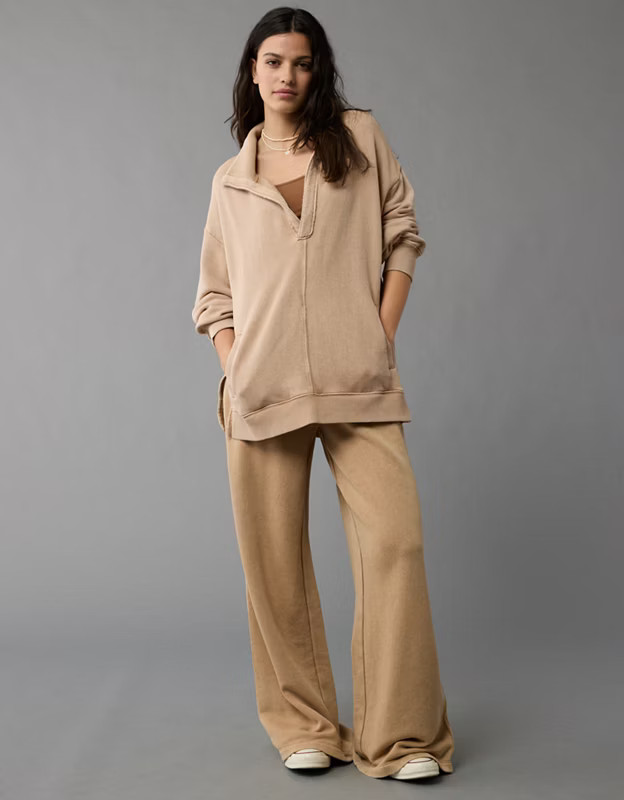 AE Oversized Big Hug Collared Sweatshirt | American Eagle Outfitters (US & CA)