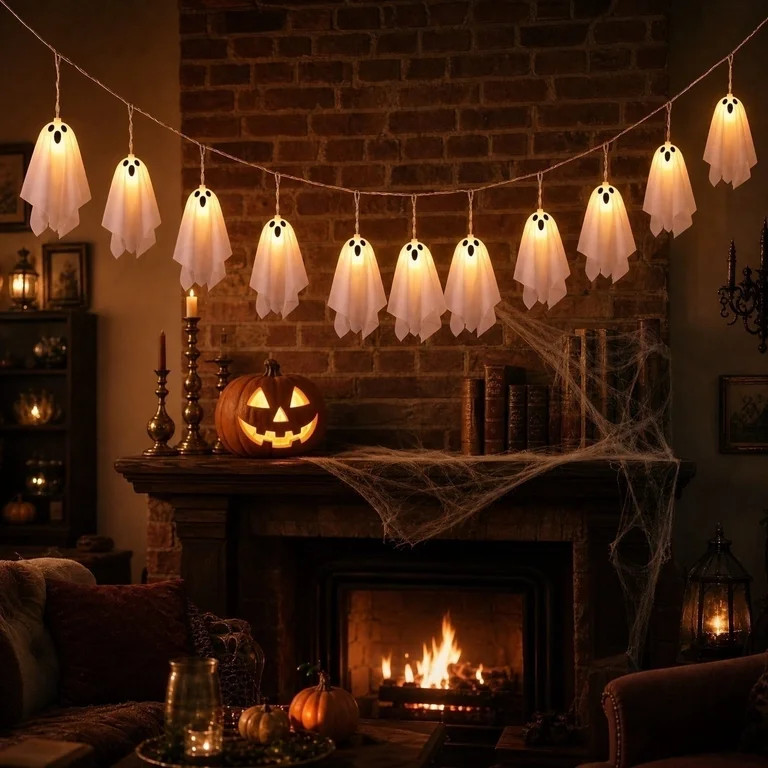 Halloween Ghost String Lights, LED Cute Spooky Fairy Lights for Fireplace Party Home Decor, Hallo... | Walmart (US)