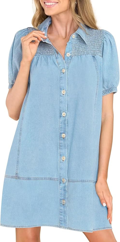 KDF Denim Babydoll Dress - Women's Jean Shirt Dress for Summer 2024 | Amazon (US)
