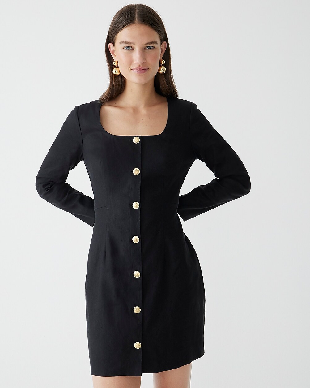 Long-sleeve button-front mini dress | J. Crew US