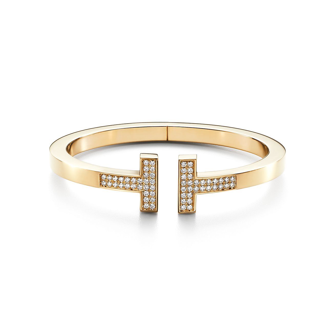Tiffany T pavé diamond square bracelet in 18k gold, medium. | Tiffany & Co. | Tiffany & Co. (UK)