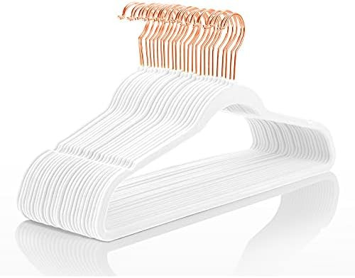 Premium Velvet Hangers (Pack of 50) Heavyduty - Non Slip - Velvet Suit Hangers White - Copper/Ros... | Amazon (US)