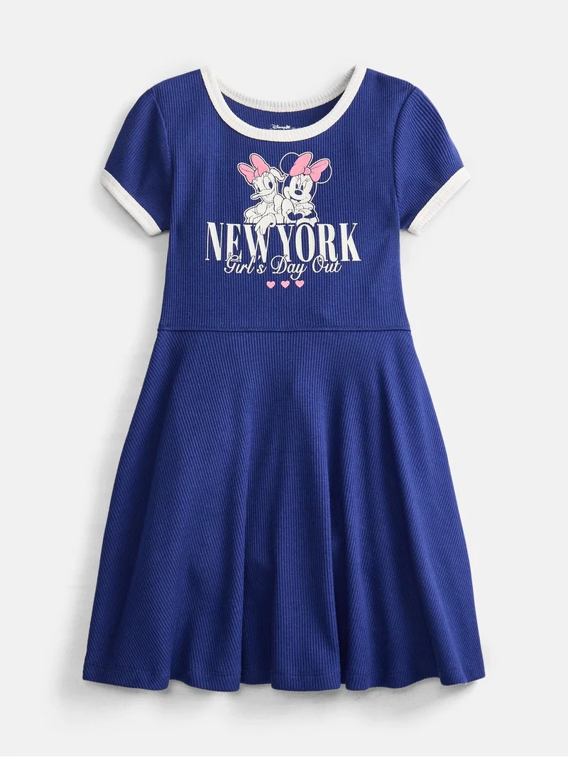 Minnie Mouse Toddler Girls Graphic Skater Dress with Short Sleeves, Sizes 12M-5T | Walmart (US)