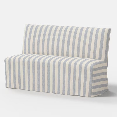 57" Jean Slipcovered Dining Banquette Malcolm Stripe Blue - Threshold™ | Target