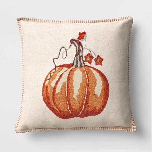 Square Embroidered Pumpkin Throw Pillow - Threshold™ | Target