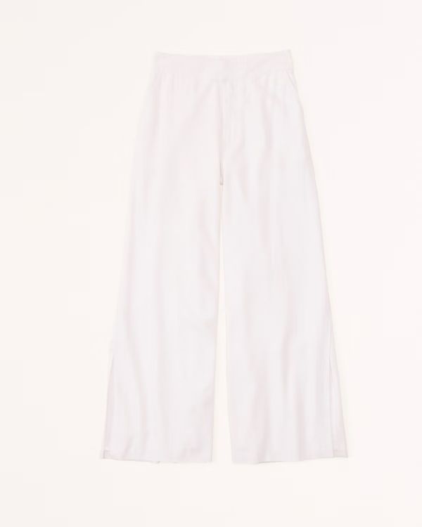 Split-Hem Linen Ultra-Wide Leg Pants | Abercrombie & Fitch (US)