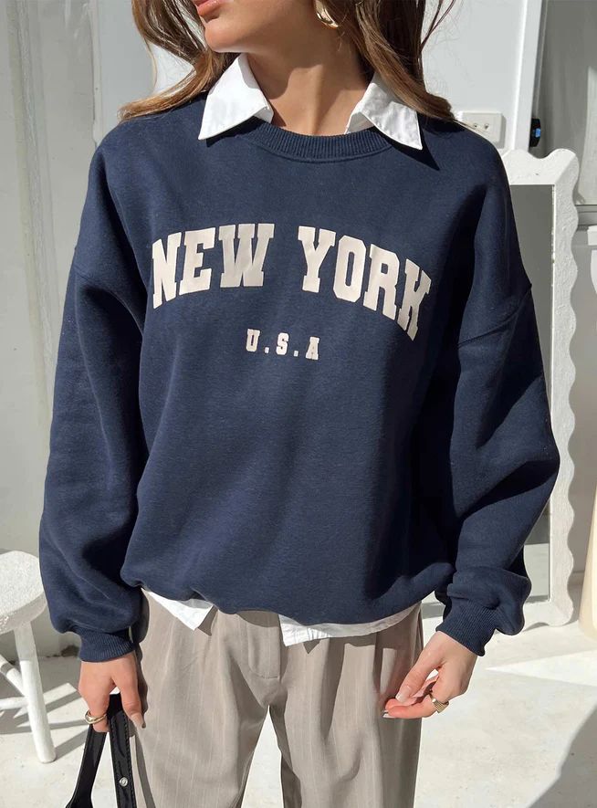New York Crewneck Sweatshirt Navy | Princess Polly US