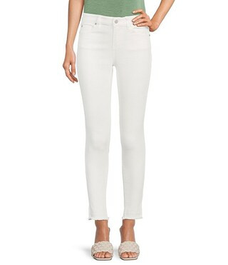 Frayed Hem Skinny Leg Mid Rise Ankle Jeans | Dillard's