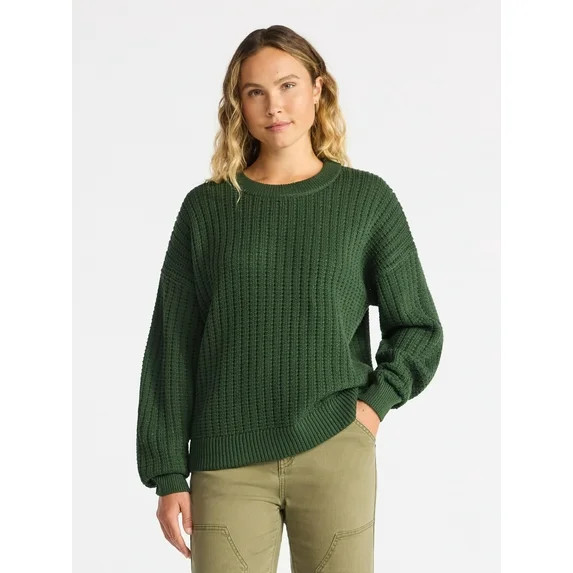 Time and Tru Women's and Women’s Plus Textured Stitch Sweater, Midweight, Sizes XS-4X - Walmart... | Walmart (US)