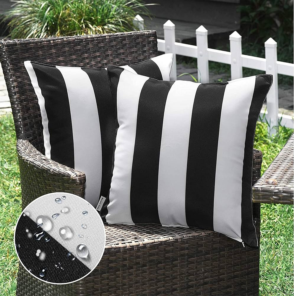 Western Home Pack of 2 Decorative Outdoor Solid Waterproof Striped Throw Pillow Covers Polyester ... | Amazon (US)