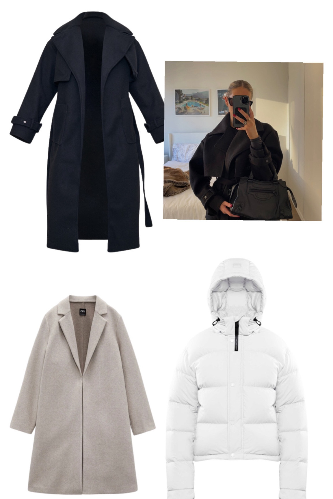 Tan coat is zara