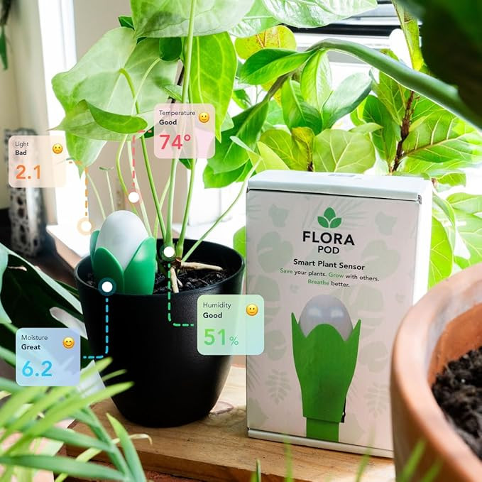 Flora Pod AI-Powered Smart Plant Monitor | for Indoor or Outdoor Plants | Personalized Alerts for... | Amazon (US)