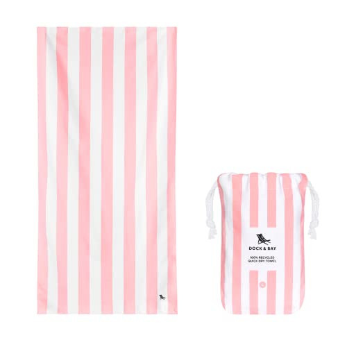 Dock & Bay Quick Drying Towel - for Sports & Gym - Compact, Lightweight - 100% Recycled - Includes Bag - Cabana - Malibu Pink, Medium (130x70cm, 51x27) | Amazon (US)