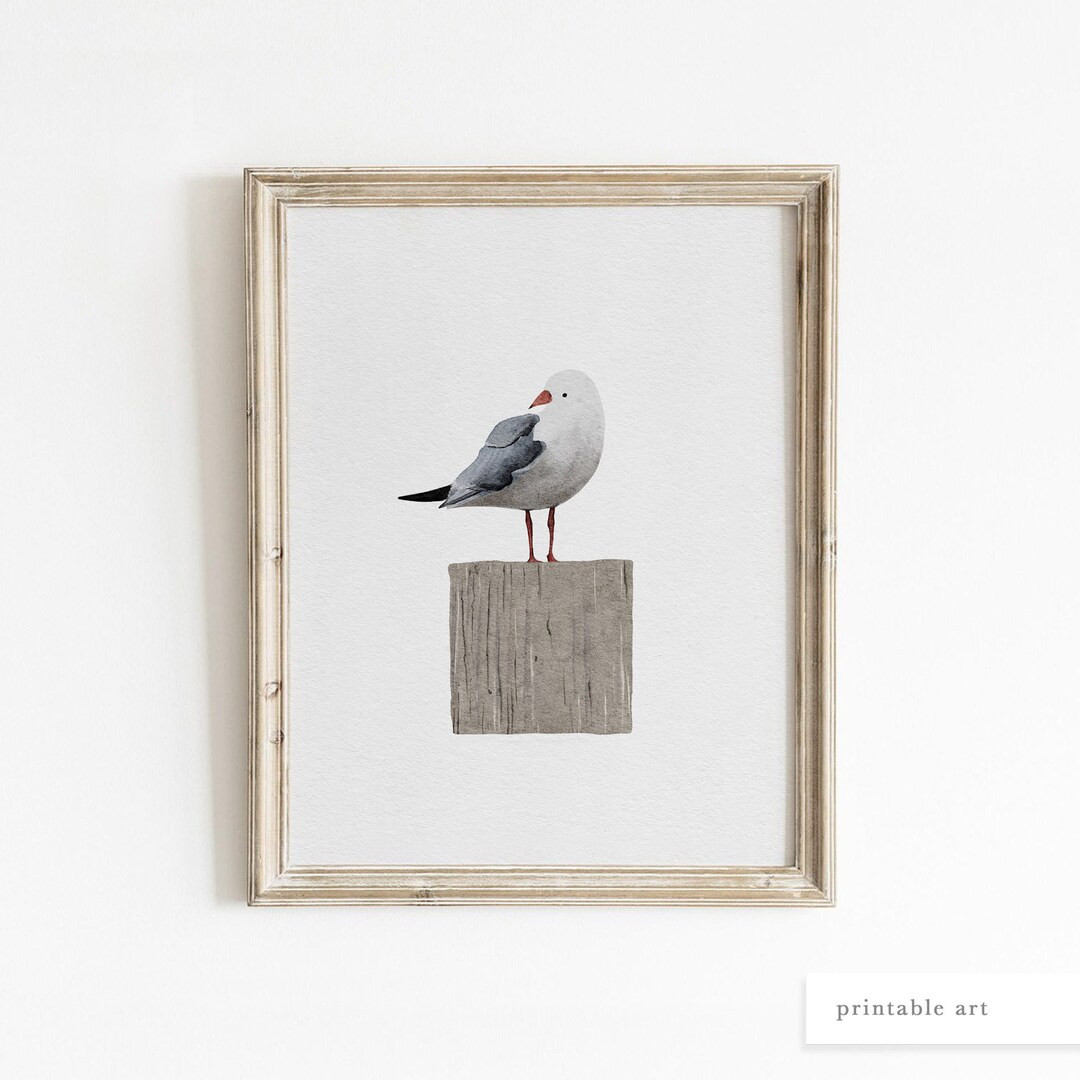 Seagull Art, Printable Wall Art, Coastal Wall Art, Seagull Watercolor, Watercolor Print, Bird Art... | Etsy (US)