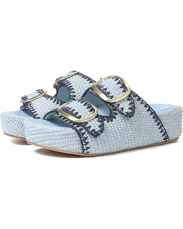 Platform Sandals For Women Espadrilles Open Toe Flatform Raffia Sandals Slip On Slide Sandals Cas... | Amazon (US)