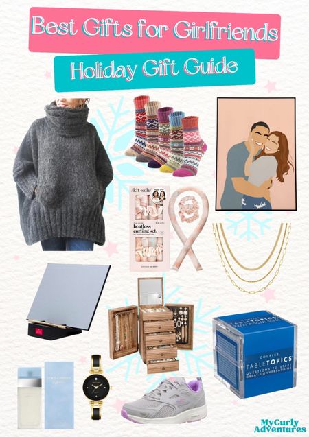 Love is the greatest gift of all, but a little something special under the tree never hurts! Explore these romantic holiday gift ideas. - Hand Knitted Oversized Jumper Sweater, Thick Thermal Knit Wool Crew Socks, Personalized Portrait, Satin Heatless Curler Set, Gold/Silver Plated Layered Herringbone Choker Necklace, Buddha Board, Elegant Jewelry Box with Mirror, Dolce and Gabbana Eau De Toilette Spray, Genuine Diamond Dial Bangle Watch, TableTopics Couples Question Game, Athletic Sneakers

- Romantic Gift Ideas for Your Girlfriend this Christmas, gifts for her, white elephant gifts, secret santa, yankee swap, exchange gift ideas, holiday gift, thanksgiving gift, Christmas gift, birthday gift, personalized gift, Valentines gift, Walmart, Etsy, Amazon, gift ideas, surprise gift, seasonal gift, gift shopping, holiday shopping, Christmas shopping

#LTKHoliday #LTKGiftGuide #LTKfindsunder50 #LTKfindsunder100 #LTKsalealert #LTKfamily #LTKparties #LTKSeasonal #LTKstyletip #LTKtravel #LTKshoecrush