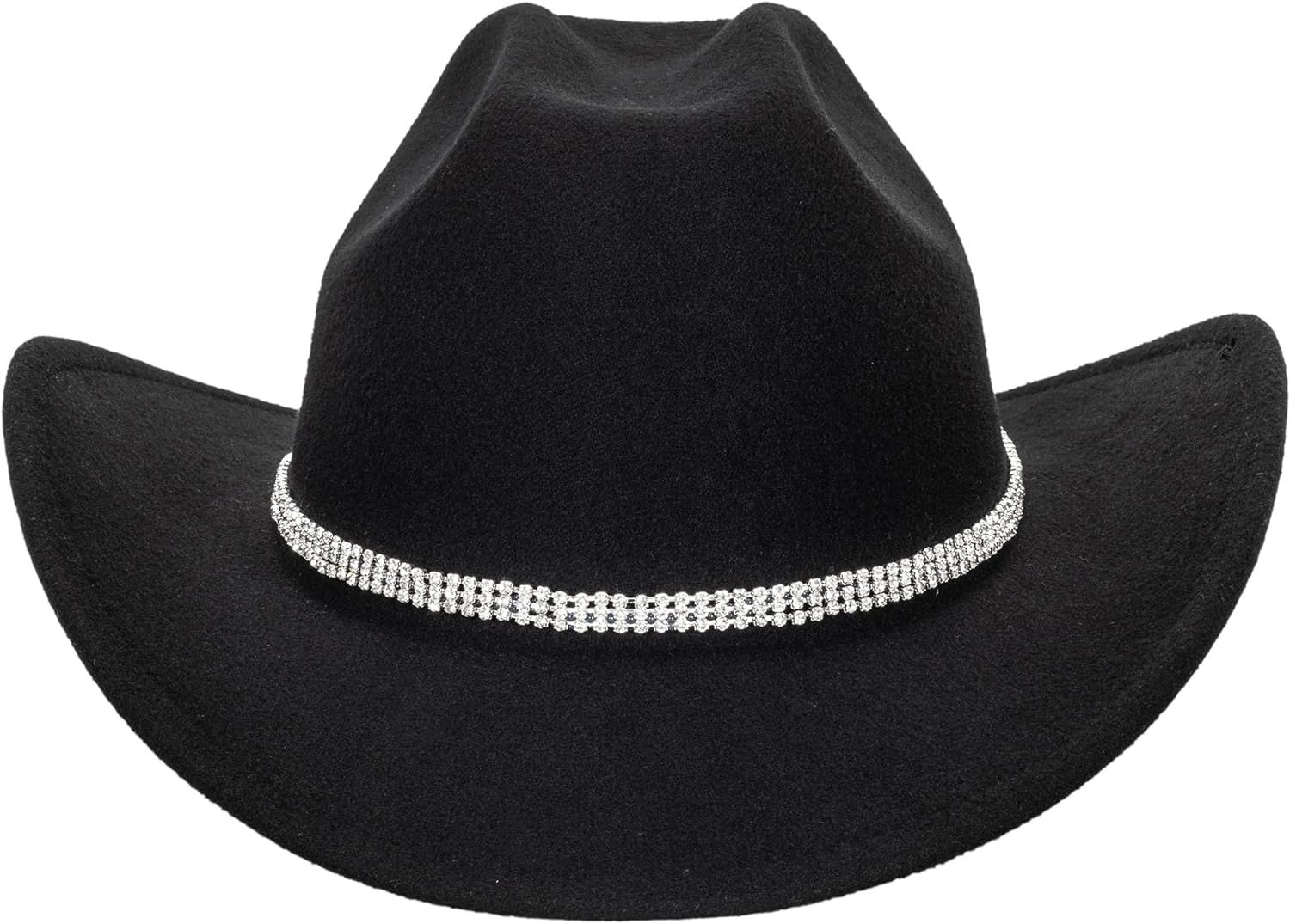 Glitter Silver Black Cowboy Hats for Women - Western Sparkly Rhinestone Cowgirl Hat for Ladies | Amazon (US)