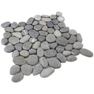 Rain Forest 12 in. x 12 in. Light Grey Natural Pebble Floor and Wall Tile (5.0 sq. ft. / case) PT... | The Home Depot