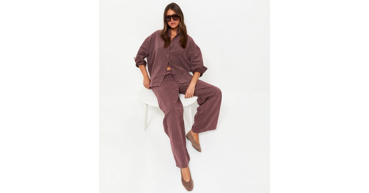 Women's Red Striped Woven Wide Leg Trousers New Look | New Look (UK)