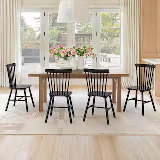 OrangeOne Windsor Black Solid Wood Dining Chairs for Kitchen and Dining Room (Set of 4) LB22CH004... | The Home Depot