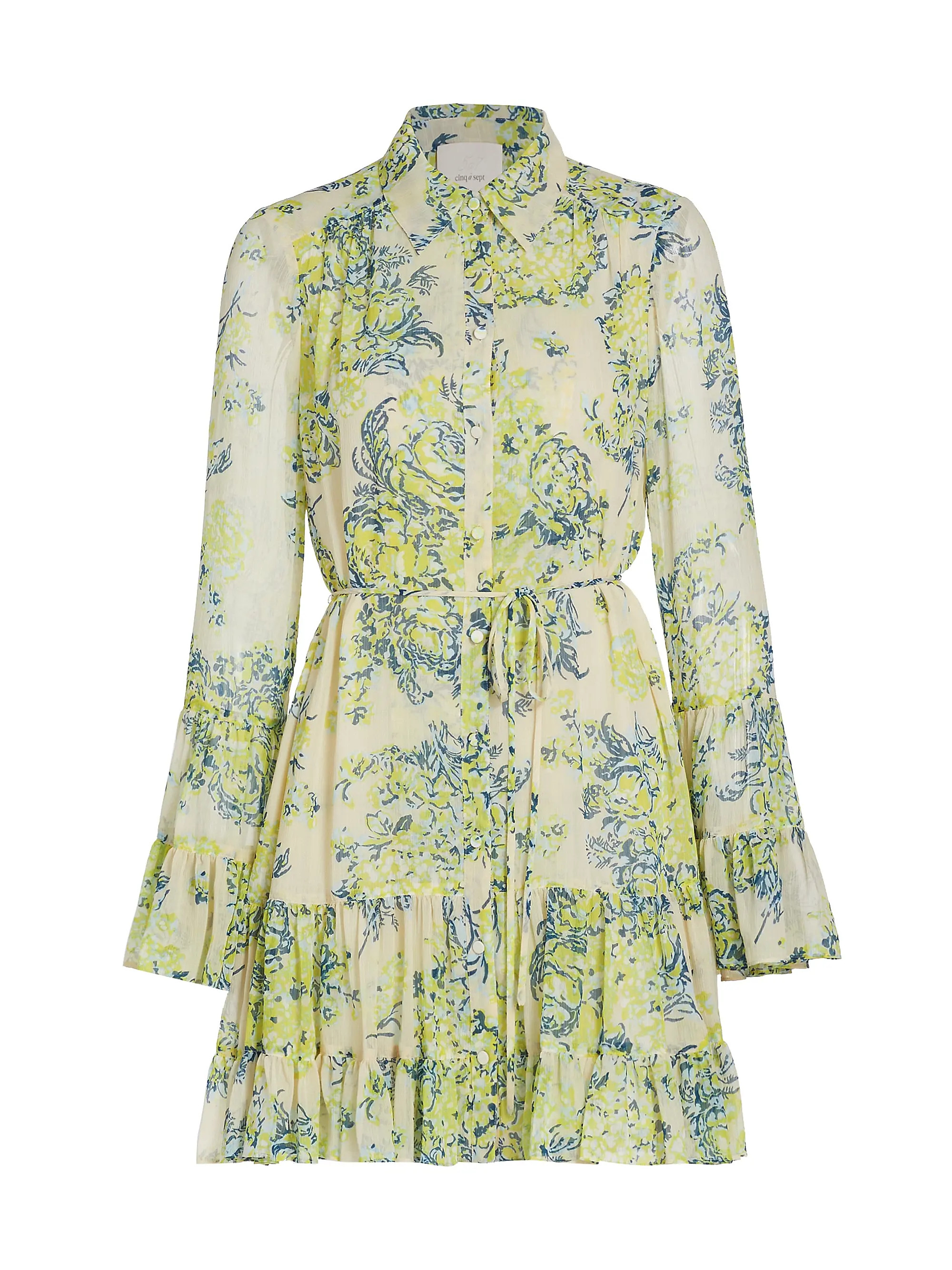 Shop Cinq à Sept Lyra Floral Flounce Minidress | Saks Fifth Avenue | Saks Fifth Avenue