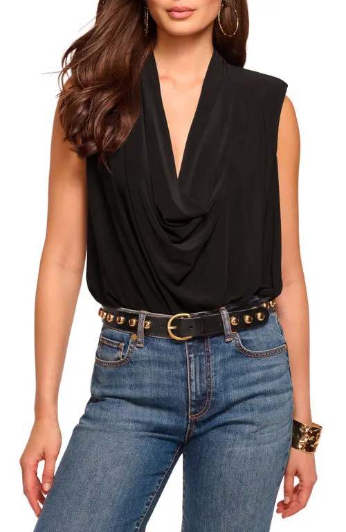 Ramy Brook Eden Cowl Neck Bodysuit in Black at Nordstrom, Size X-Large | Nordstrom