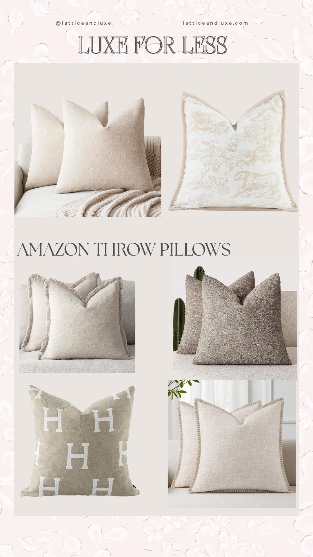 Get the luxe look for less! Amazon 20×20 throw pillow — pairs perfectly with a 21×21 or 22×22 insert for that full, plush feel.

#LTKHome