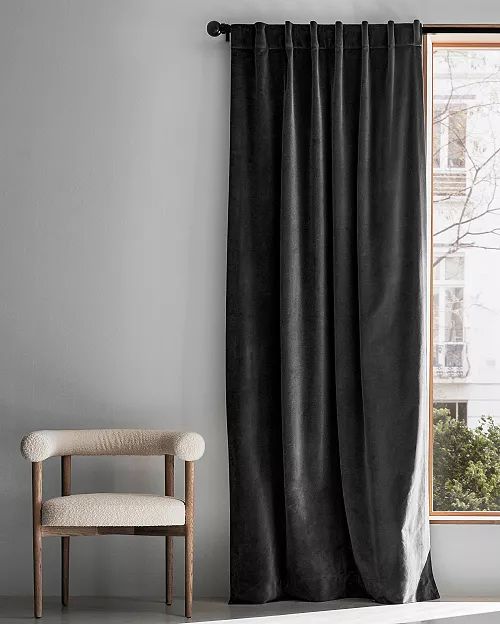 Storm Grey European Flax -Certified Linen Blackout Window Curtain Panel 52"x96" + Reviews | Crate... | Crate & Barrel