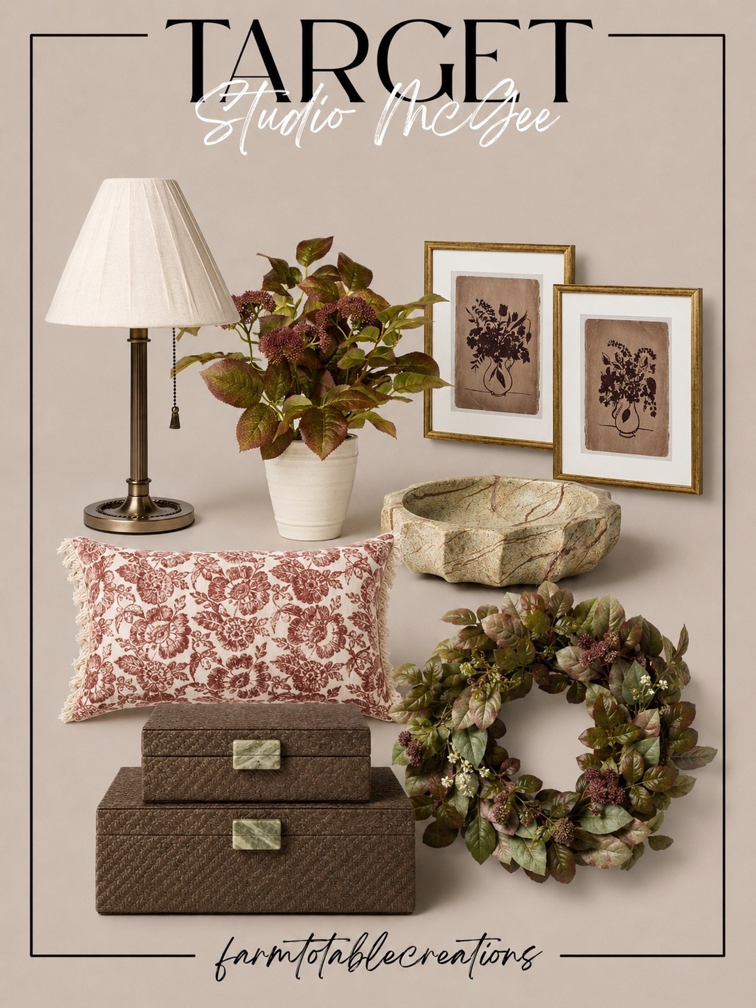 New Studio McGee Target Home Collection Finds

Follow @farmtotablecreations on Instagram for more curated seasonal home finds.

The newest Studio McGee collection at Target is filled with rich textures, warm tones, and timeless pieces that make a home feel collected and inviting. From beautiful artwork and decorative accents to statement lighting and seasonal greenery, these are the pieces that instantly elevate a space without spending a fortune. Sharing some favorite finds from the latest collection that bring designer style home for less.

#LTKhome #LTKfinds #LTKTarget #targethome #studiomcgee

Studio McGee | Target Finds | Home Decor | Neutral Decor | Designer Look For Less | Target Home Collection | Living Room Decor | Console Styling | Decorative Accents | Table Lamp | Framed Art | Decorative Boxes | Seasonal Decor | Faux Florals | Wreath Decor | Fall Decorating | Entryway Decor | Shelf Styling | Cozy Home | Neutral Home | Home Finds | Interior Styling | Home Accessories | Target Decor | Home Inspiration

#LTKSeasonal #LTKHome #LTKSaleAlert