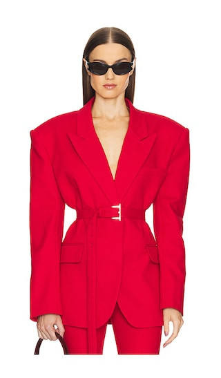 The Belted Blazer in Lipstick Red | Revolve Clothing (Global)