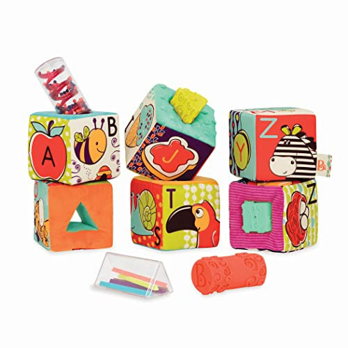 B. toys – Soft Fabric Building Blocks for Toddlers – Educational Alphabet Blocks with Textured Shapes – Stack & Play ABC Blocks for 6 Months+ | Amazon (US)