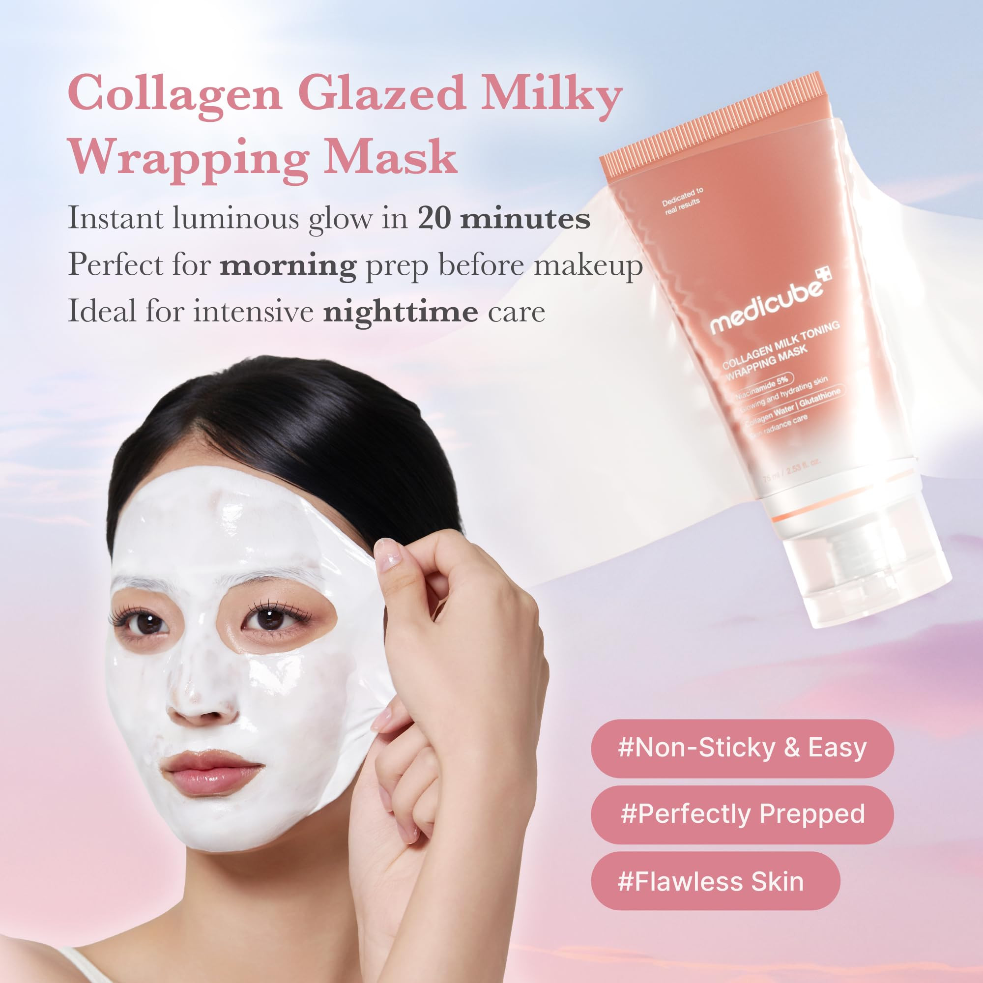 Amazon.com : medicube Wrapping Mask Collagen Glazed Milky Glow Daytime Peel Off Mask | Quick and ... | Amazon (US)