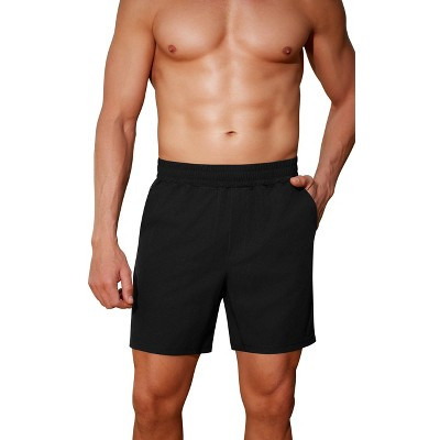 Pinspark Men's Gym Workout Shorts - 7" Quick Dry Running Athletic Shorts with Towel Loop and Zipper Pockets Black M | Target