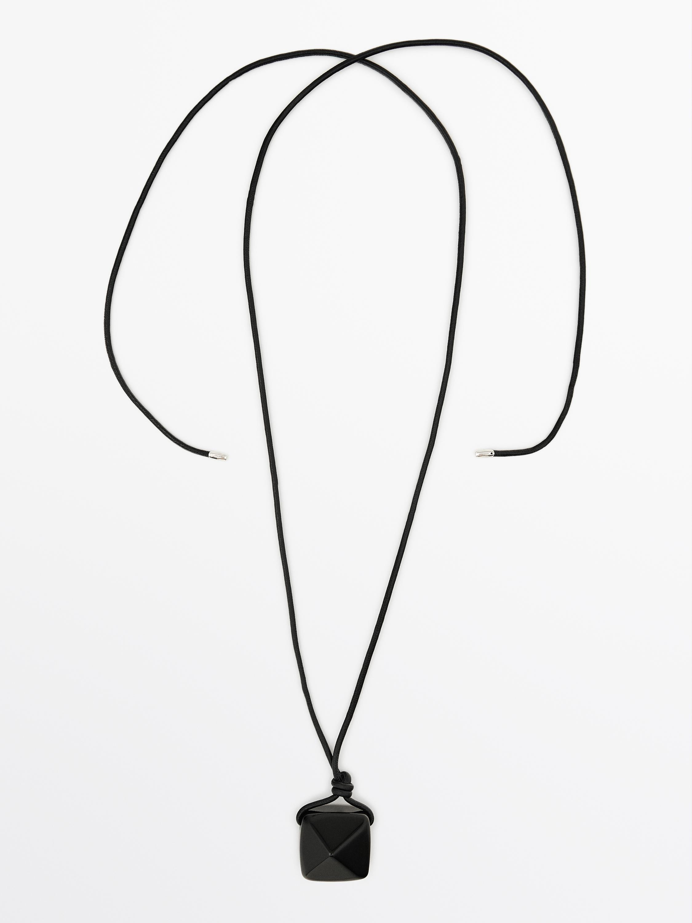 Leather cord necklace with natural stone | Massimo Dutti US