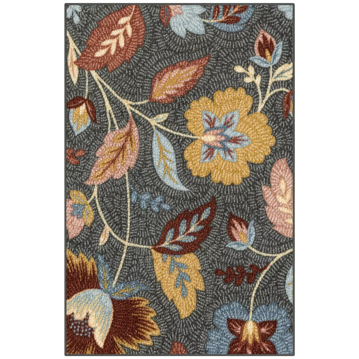 Maples Washable Garden Floral Accent Rug Gray | Target