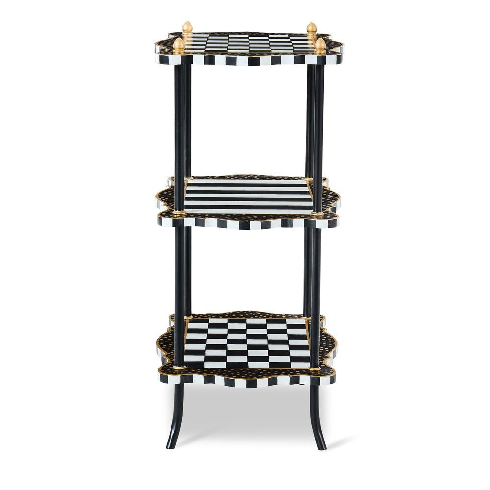 Black & White Check and Stripe 3 Tier Table | MacKenzie-Childs