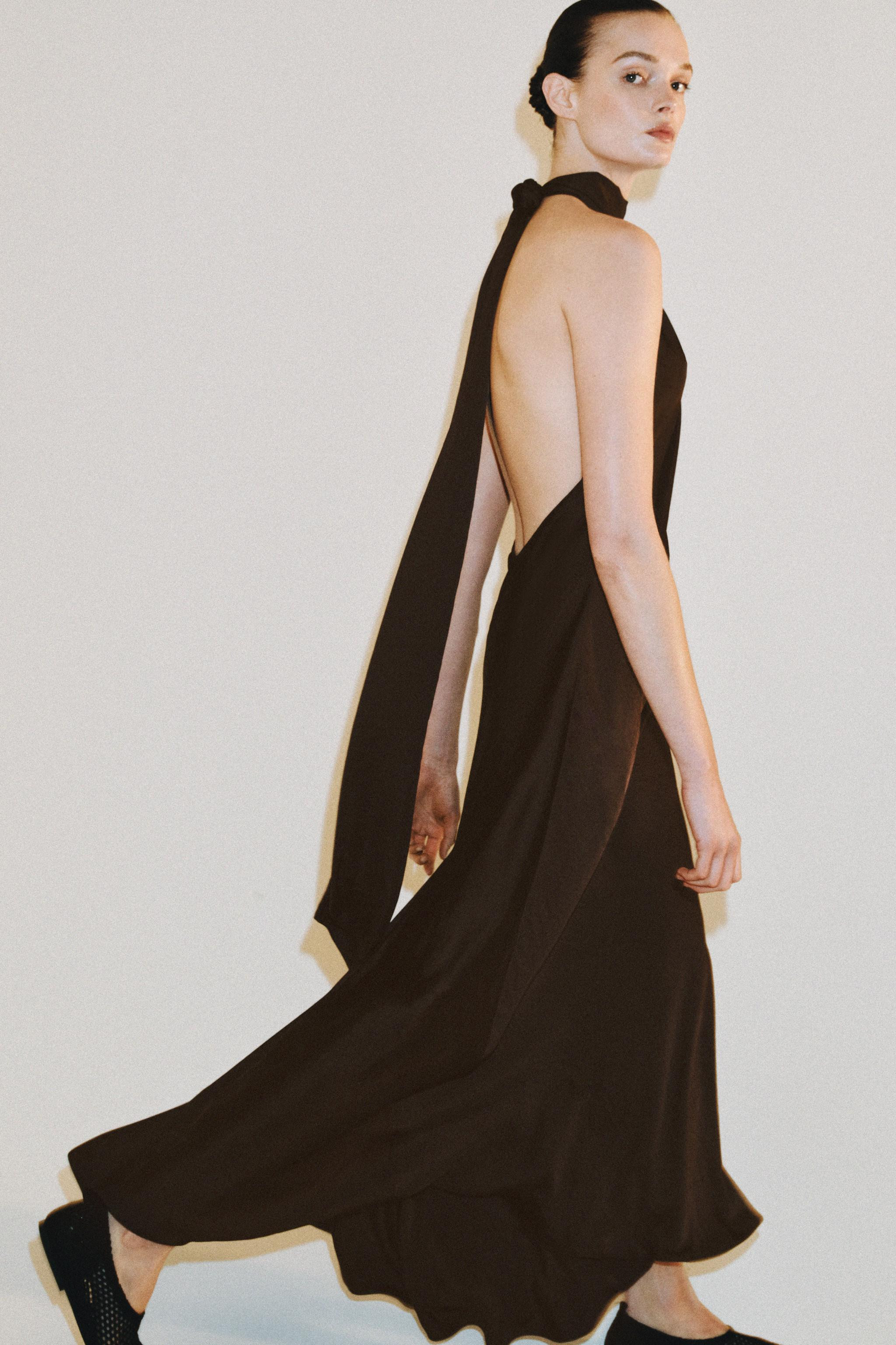 ZW COLLECTION SATIN HALTER DRESS | Zara US